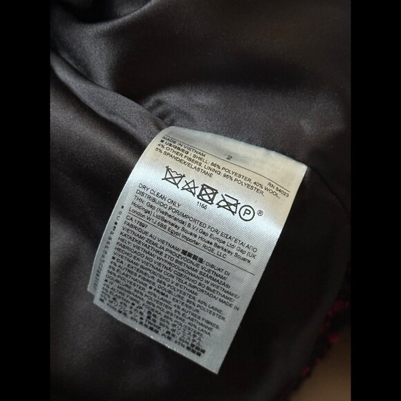 New Banana Republic Jacket 2 / XS Women Black Red Tweed Moto Biker Full Zip Wool - Picture 9 of 9